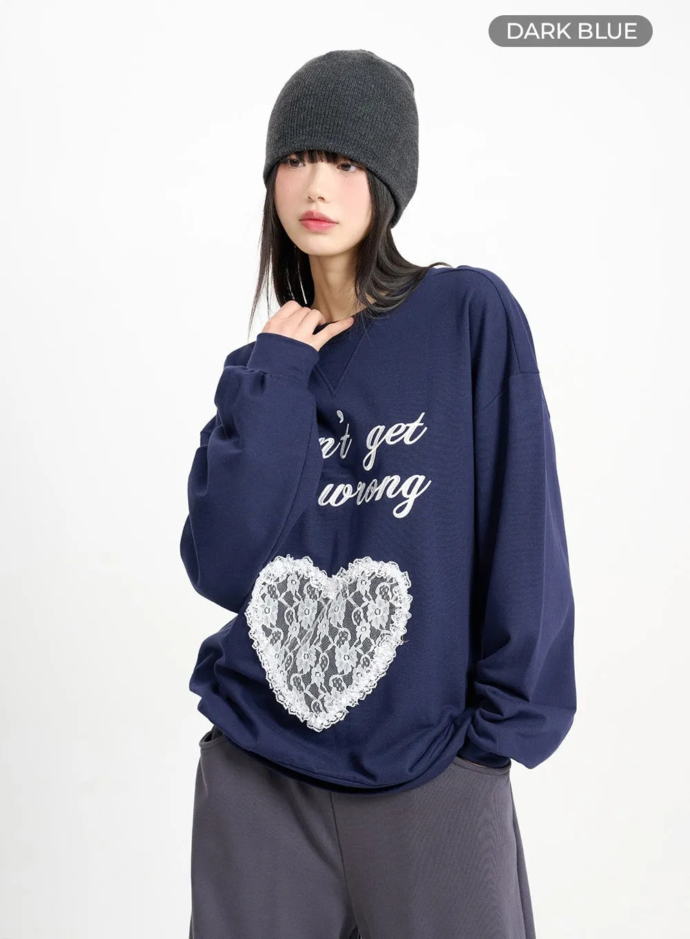 Laced Heart Oversized Sweatshirt CM415