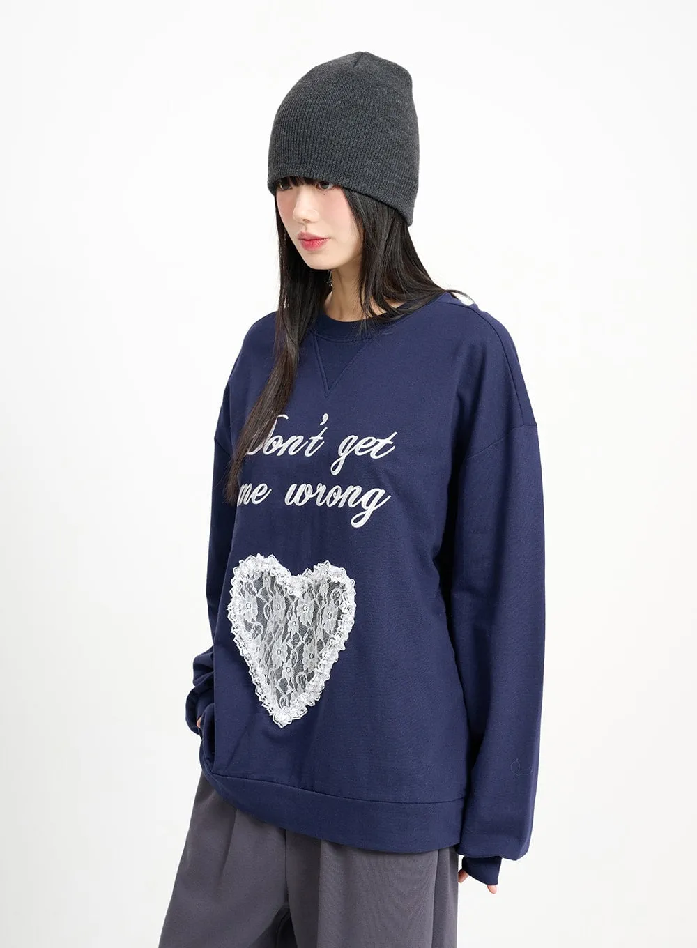 Laced Heart Oversized Sweatshirt CM415