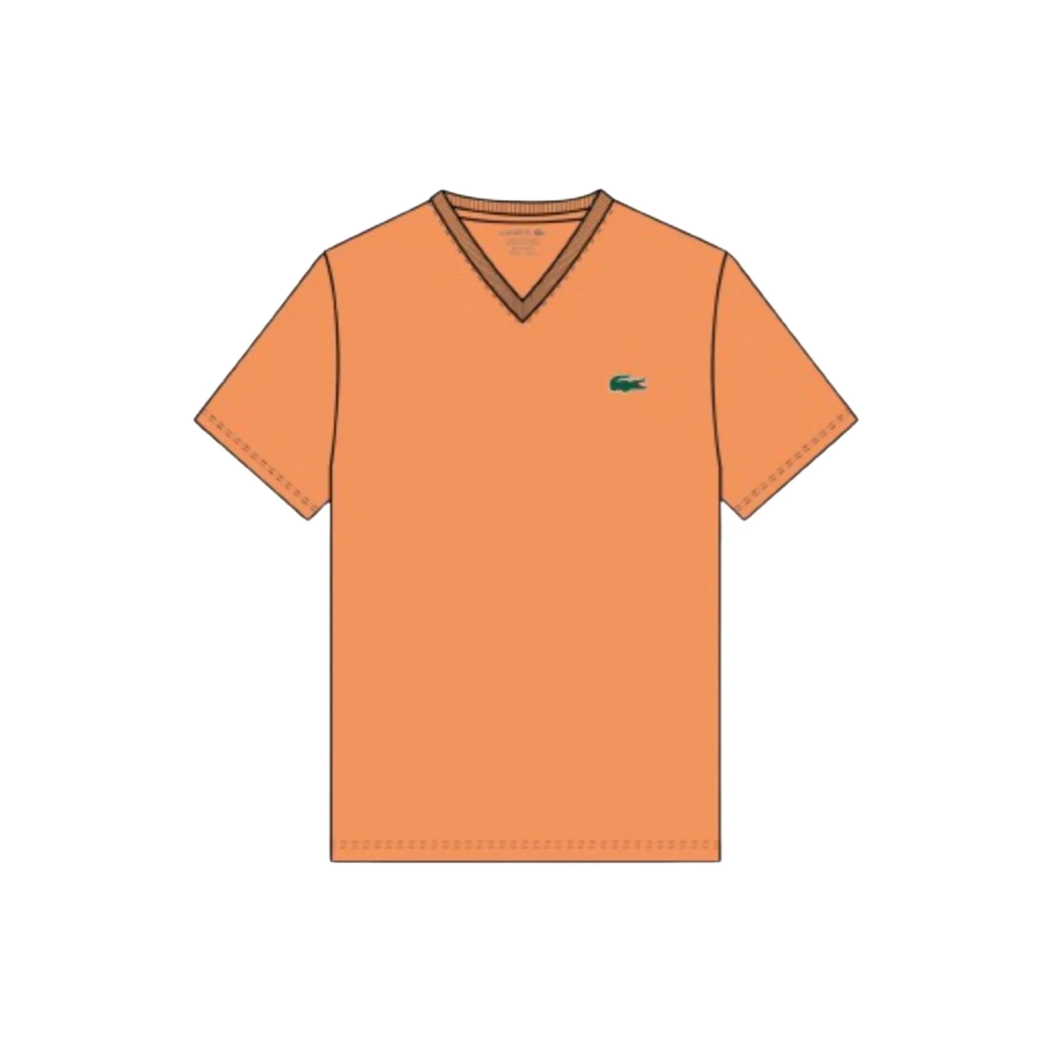 Lacoste V-Neck Pima Cotton Tee In Mandarin Orange