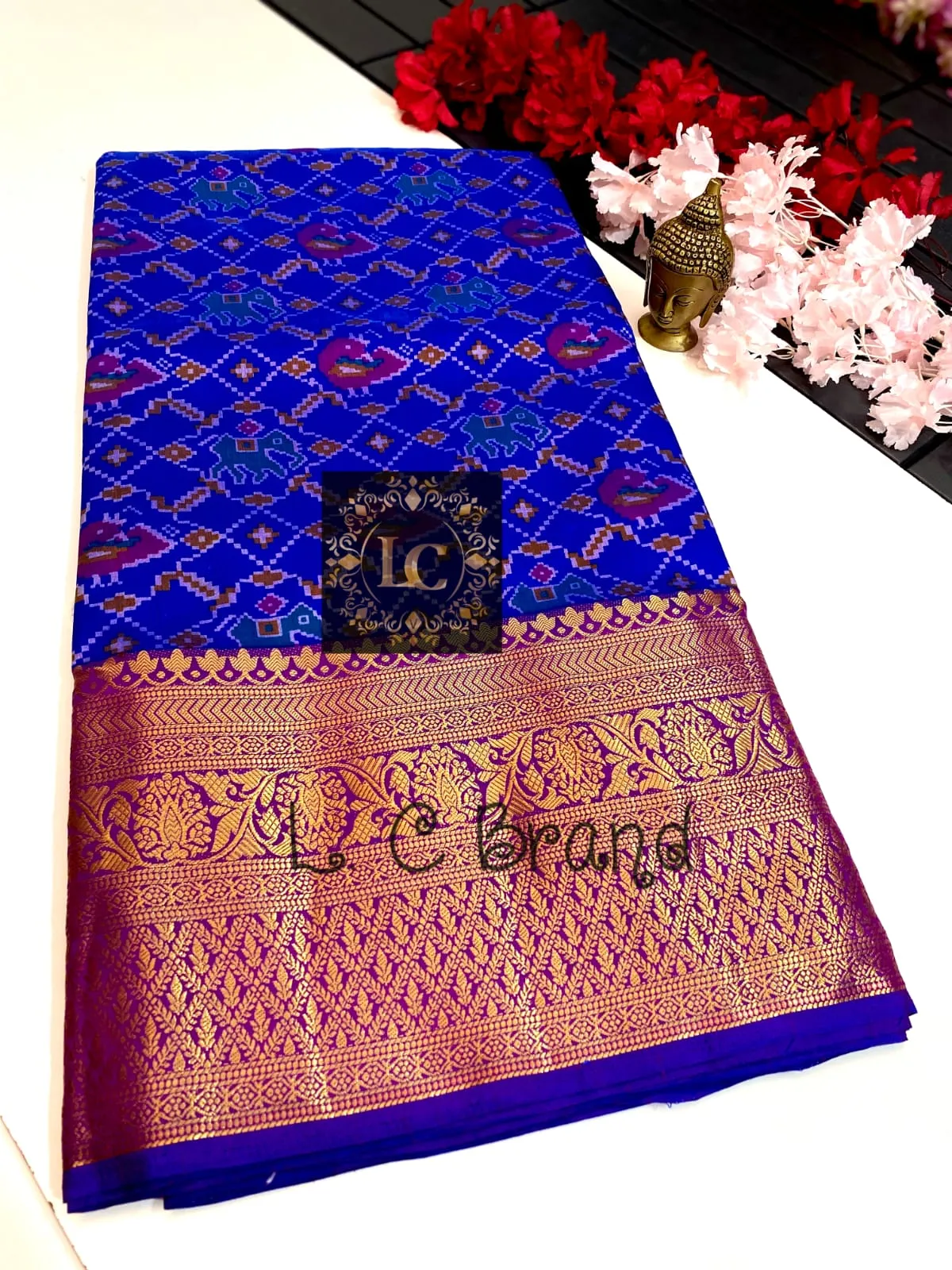 L.C Brand Semi Ikkath Silk-Kanchi Border Saree for Women-TREND001IS