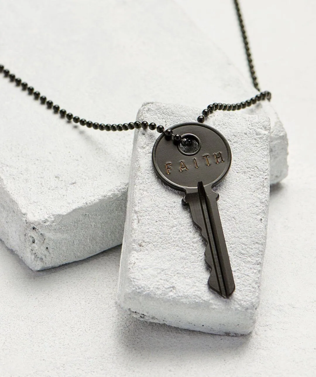 Matte Black Classic Key Ball Chain Necklace