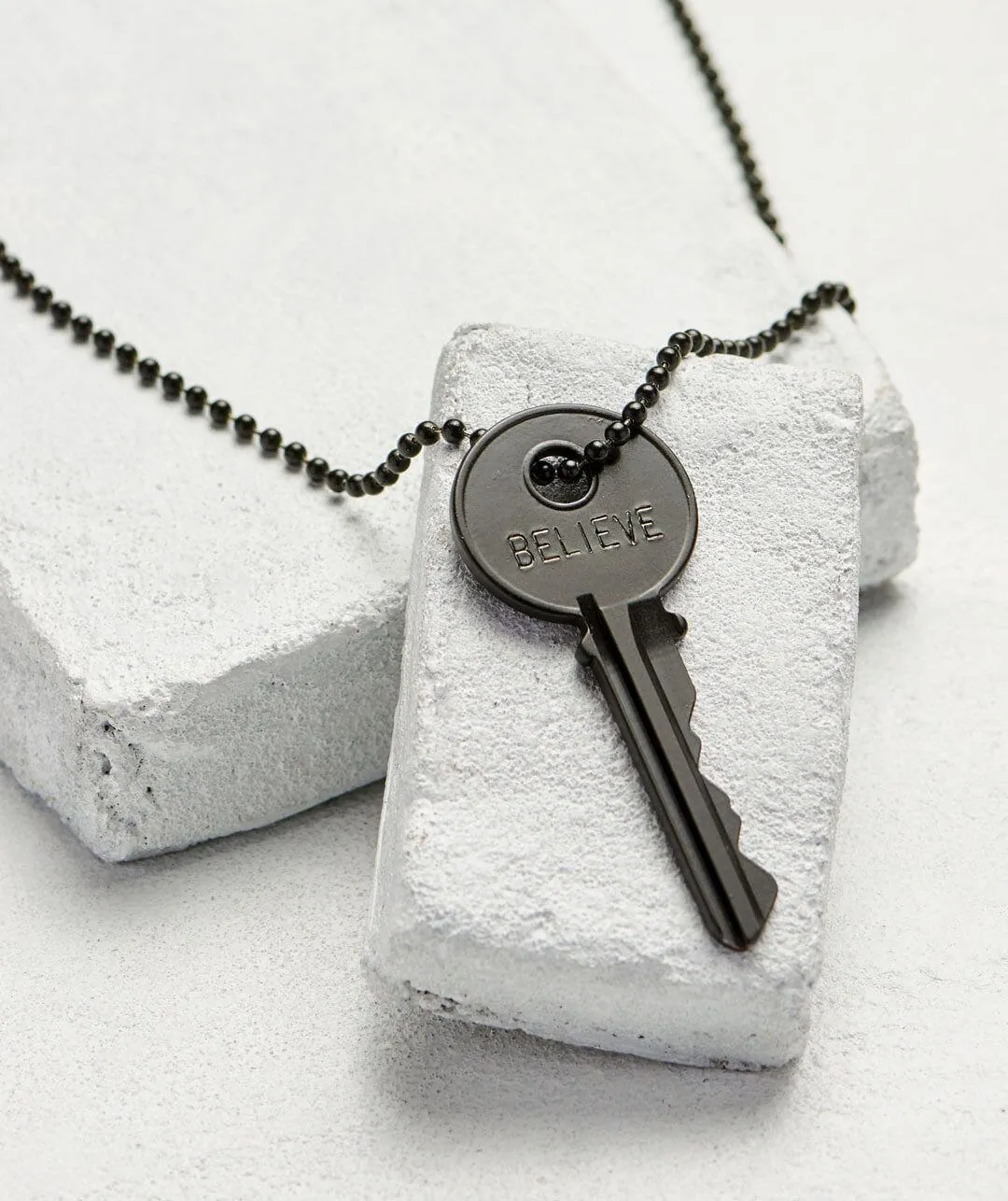 Matte Black Classic Key Ball Chain Necklace