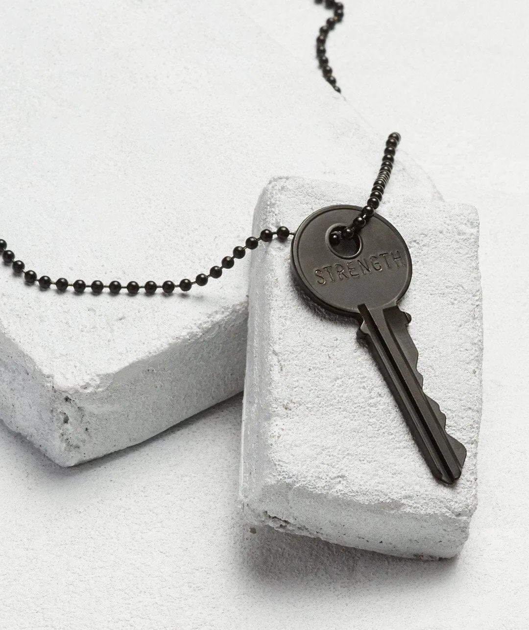 Matte Black Classic Key Ball Chain Necklace