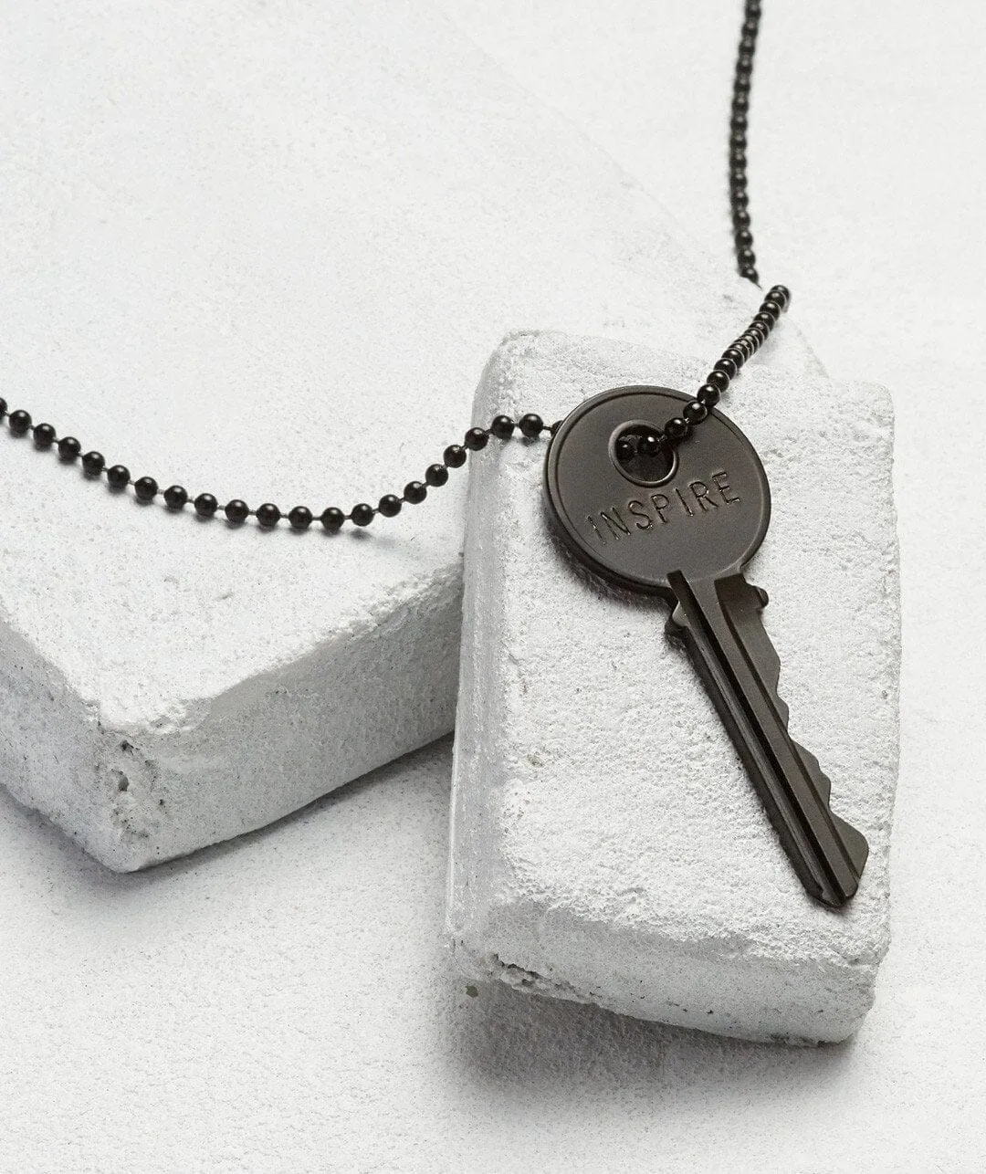 Matte Black Classic Key Ball Chain Necklace