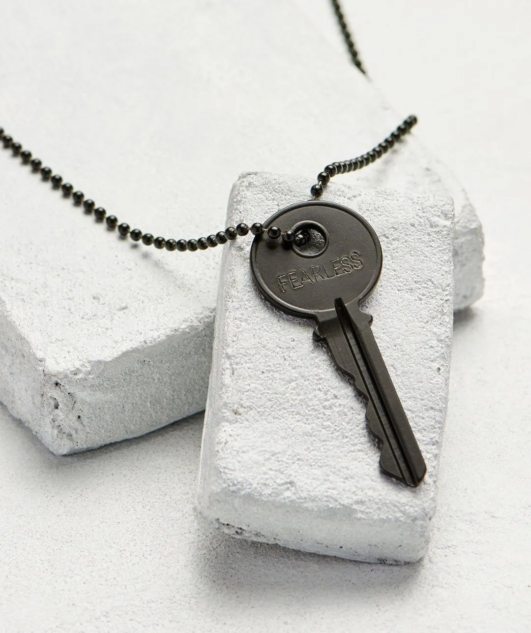 Matte Black Classic Key Ball Chain Necklace