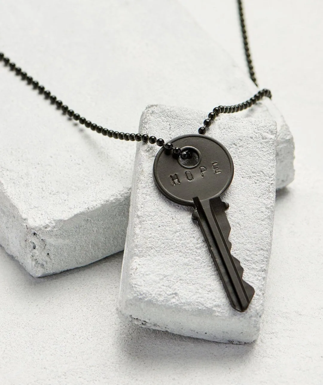 Matte Black Classic Key Ball Chain Necklace