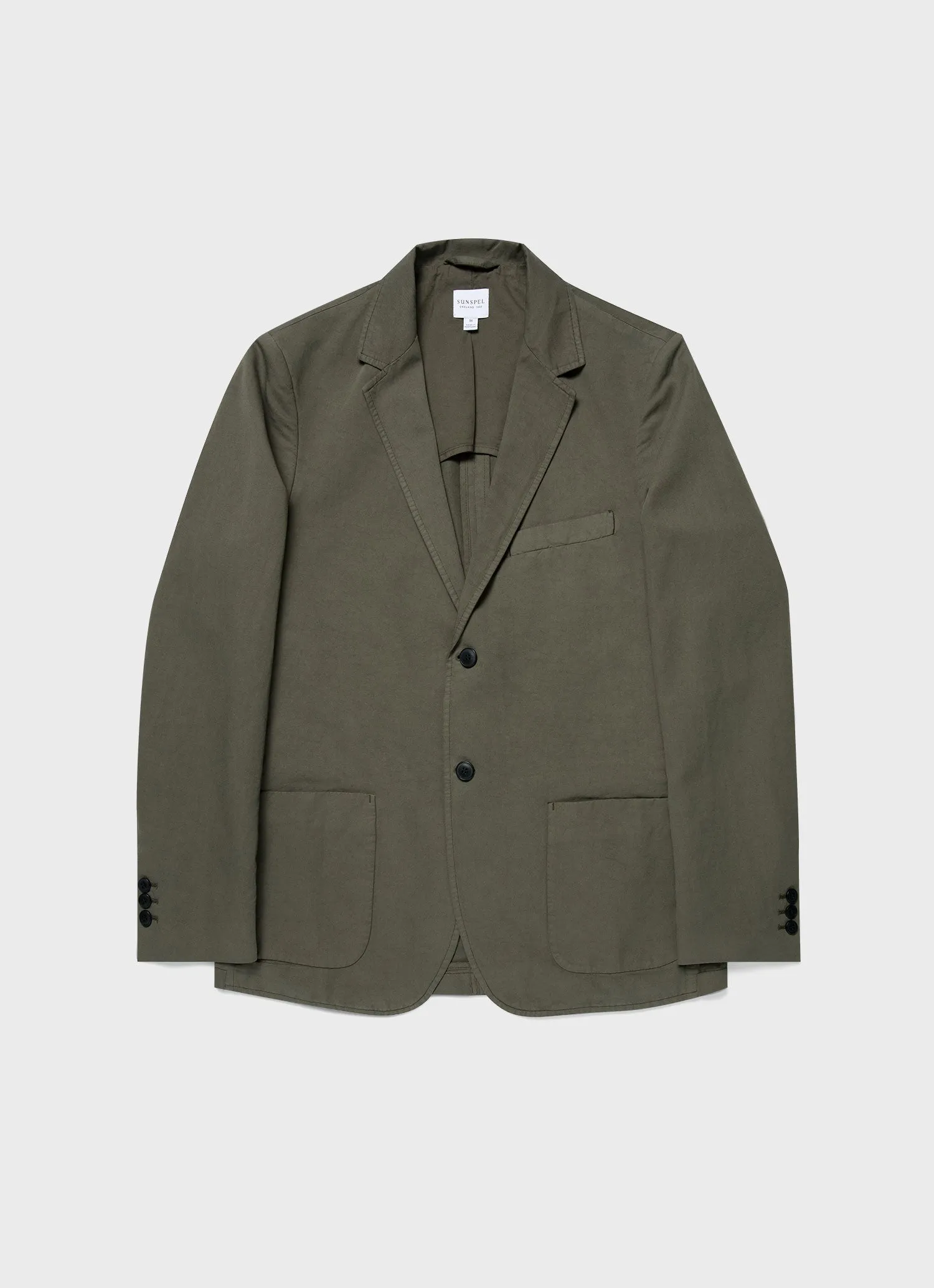 Men's Cotton Linen Unstructured Blazer in Khaki