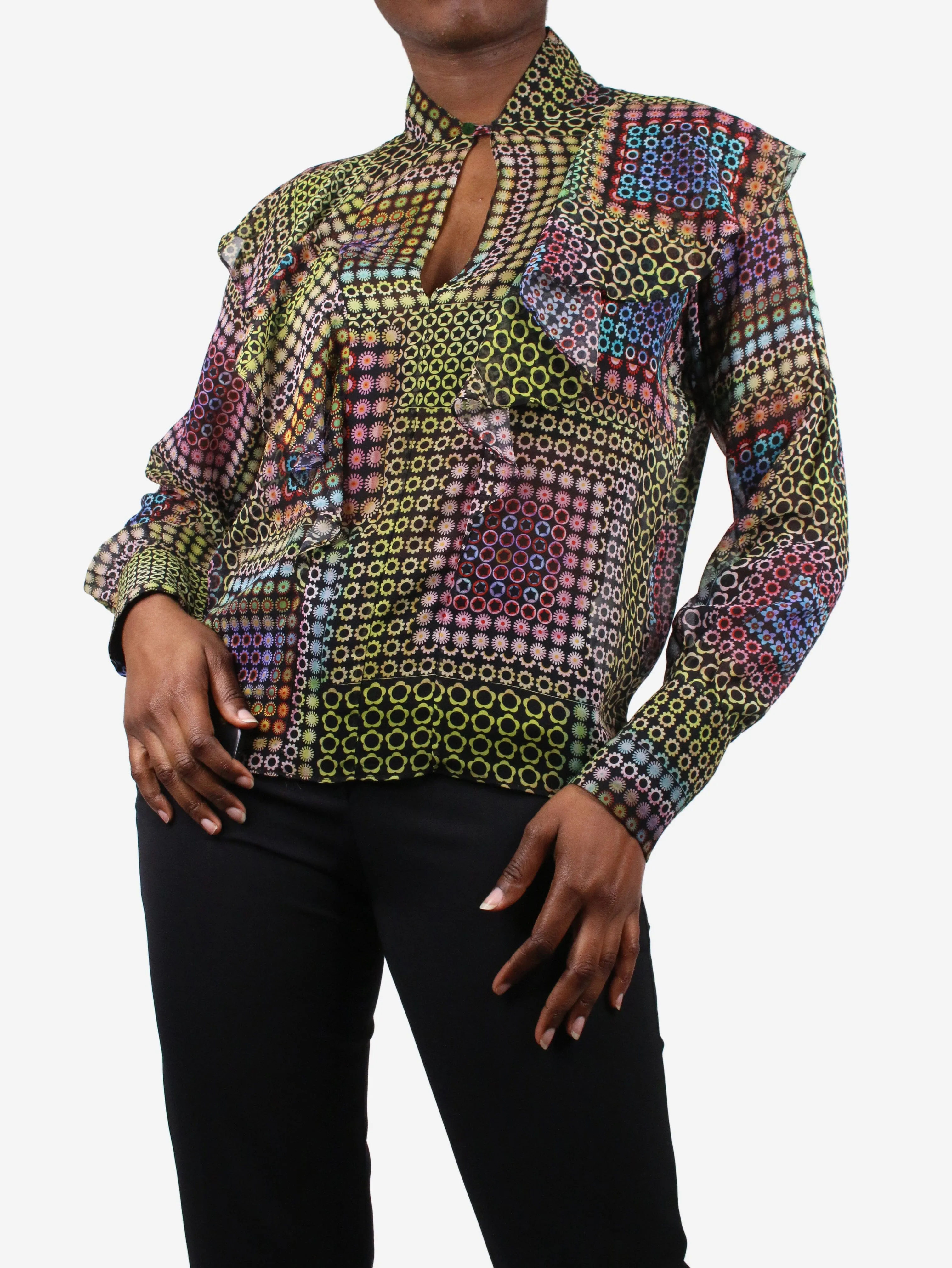 Multicolored printed blouse - size UK 10