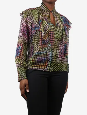 Multicolored printed blouse - size UK 10