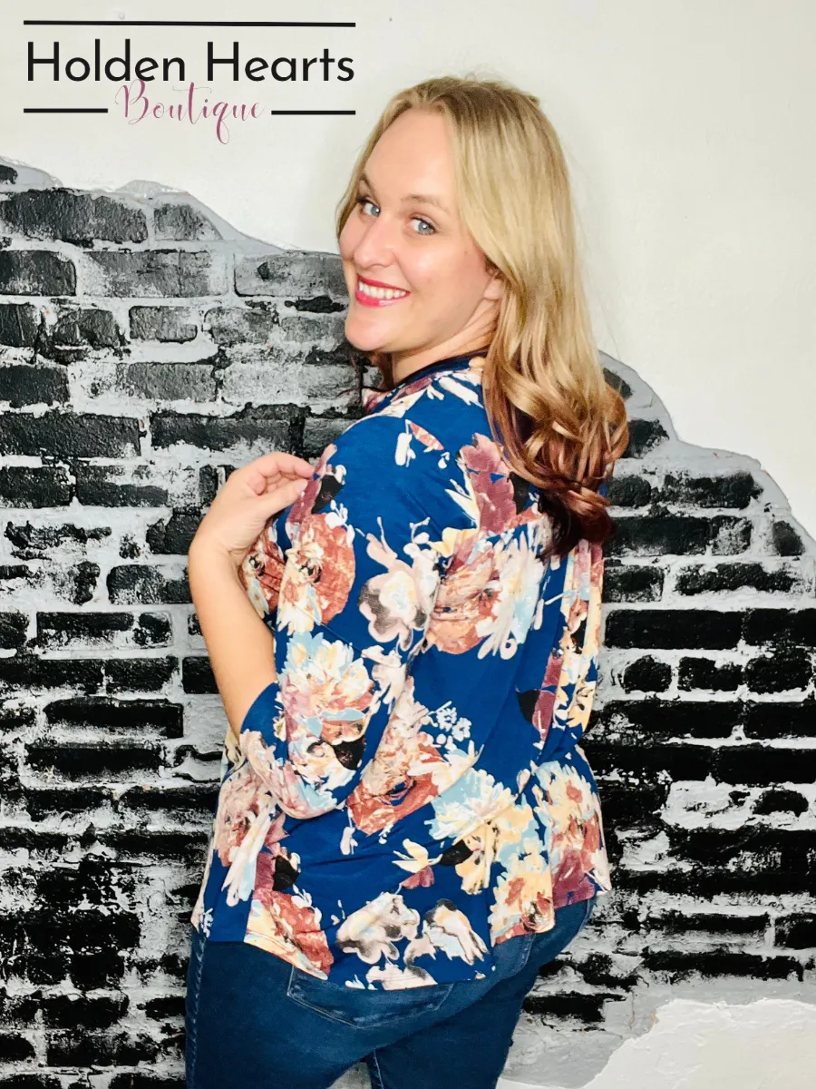 Navy Floral Gabby Blouse