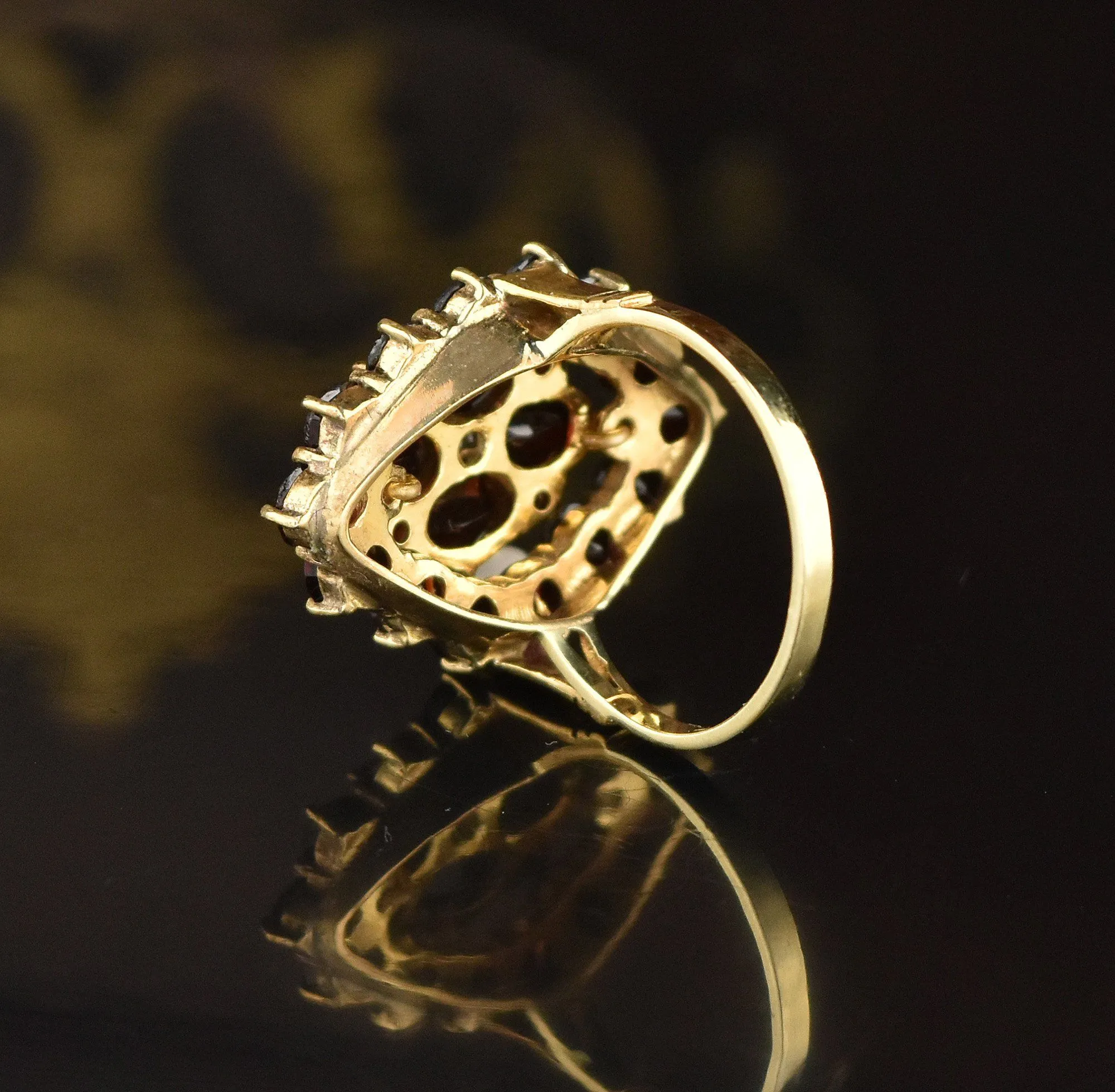 ON HOLD Victorian Style Gold Diamond Garnet Cluster Ring