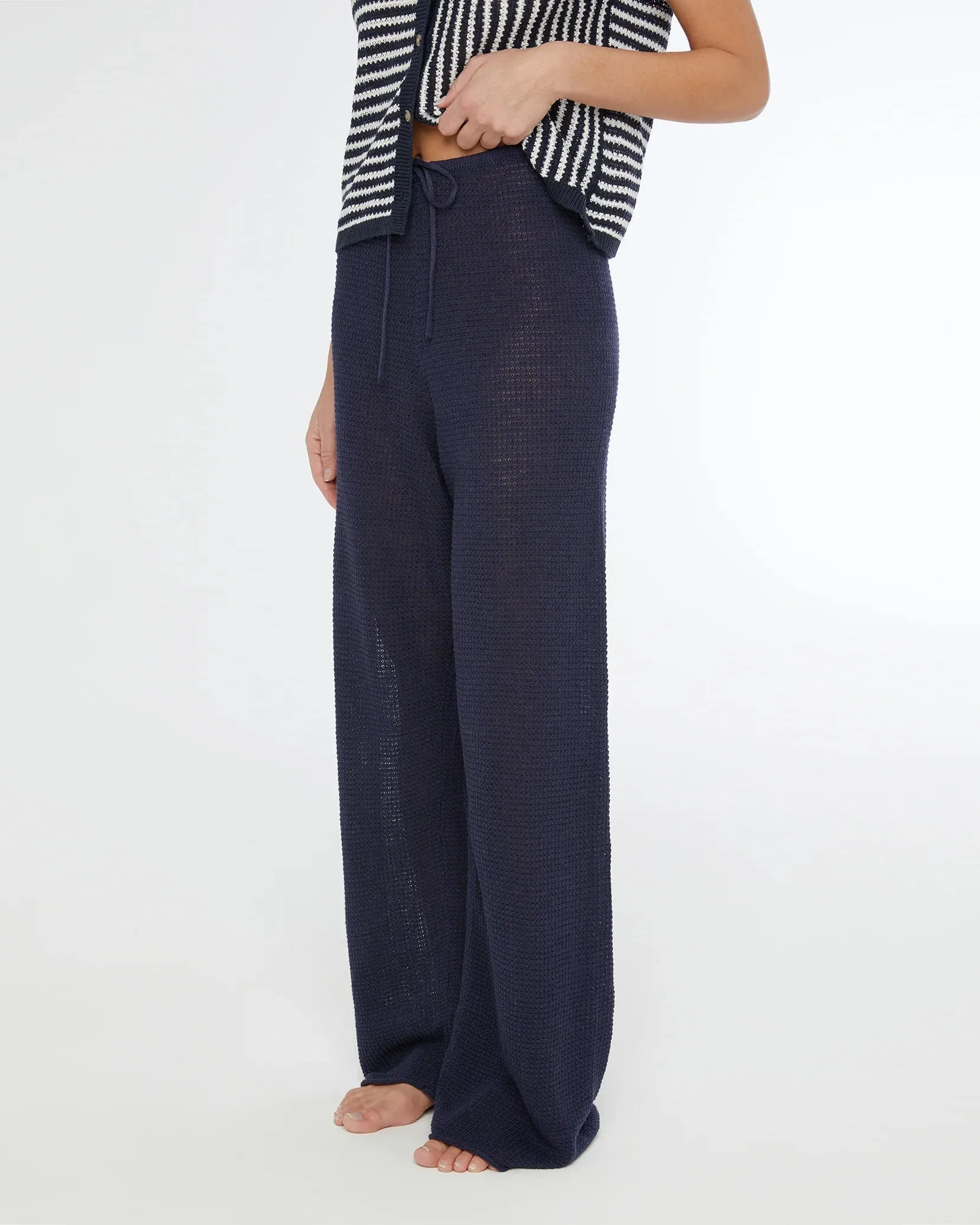 Onia Linen Knit Drawstring Pant Deep Navy