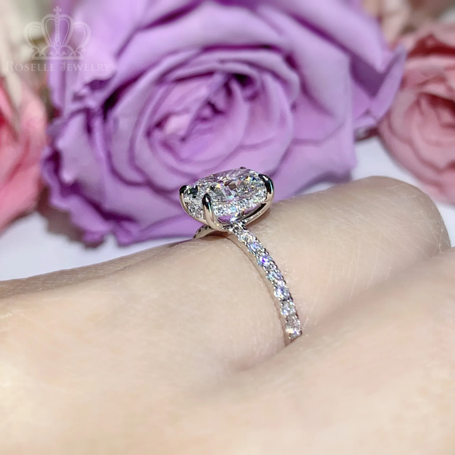 Oval Diamond Side Stone Engagement Ring [Setting Only] - LGR086S