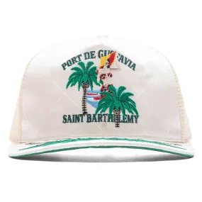 Palm Tree Quilted Satin Hat - Ivory