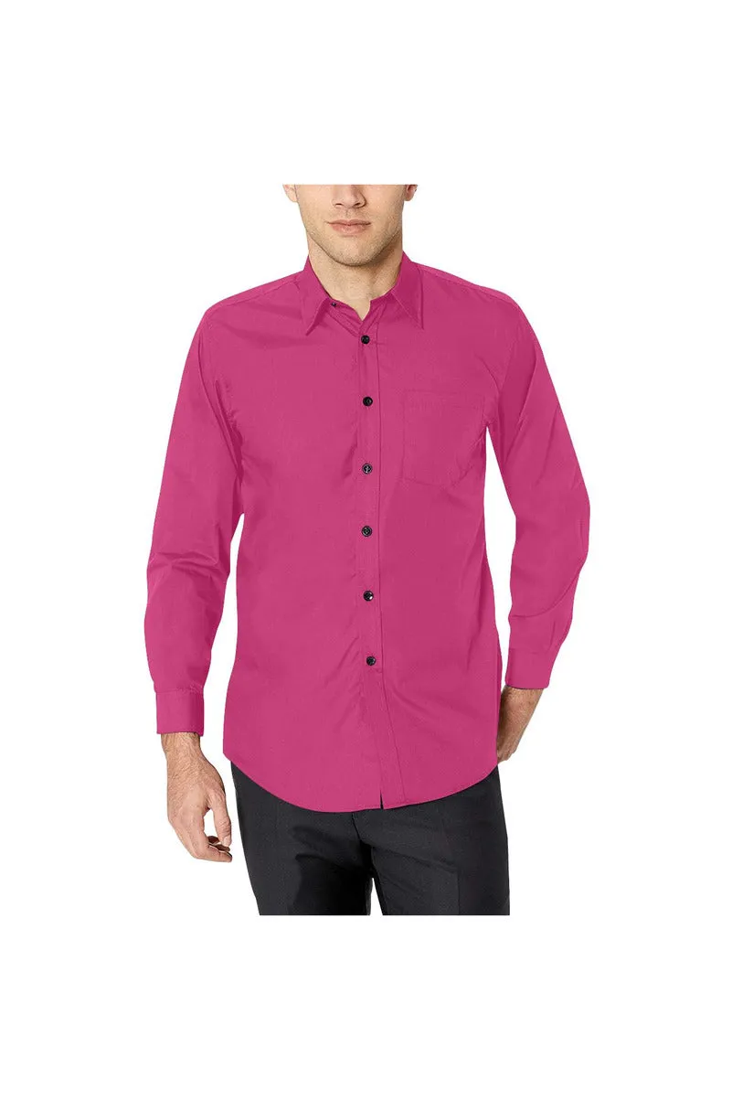 Peacock Pink Men's All Over Print Casual Dress Shirt (Model T61)