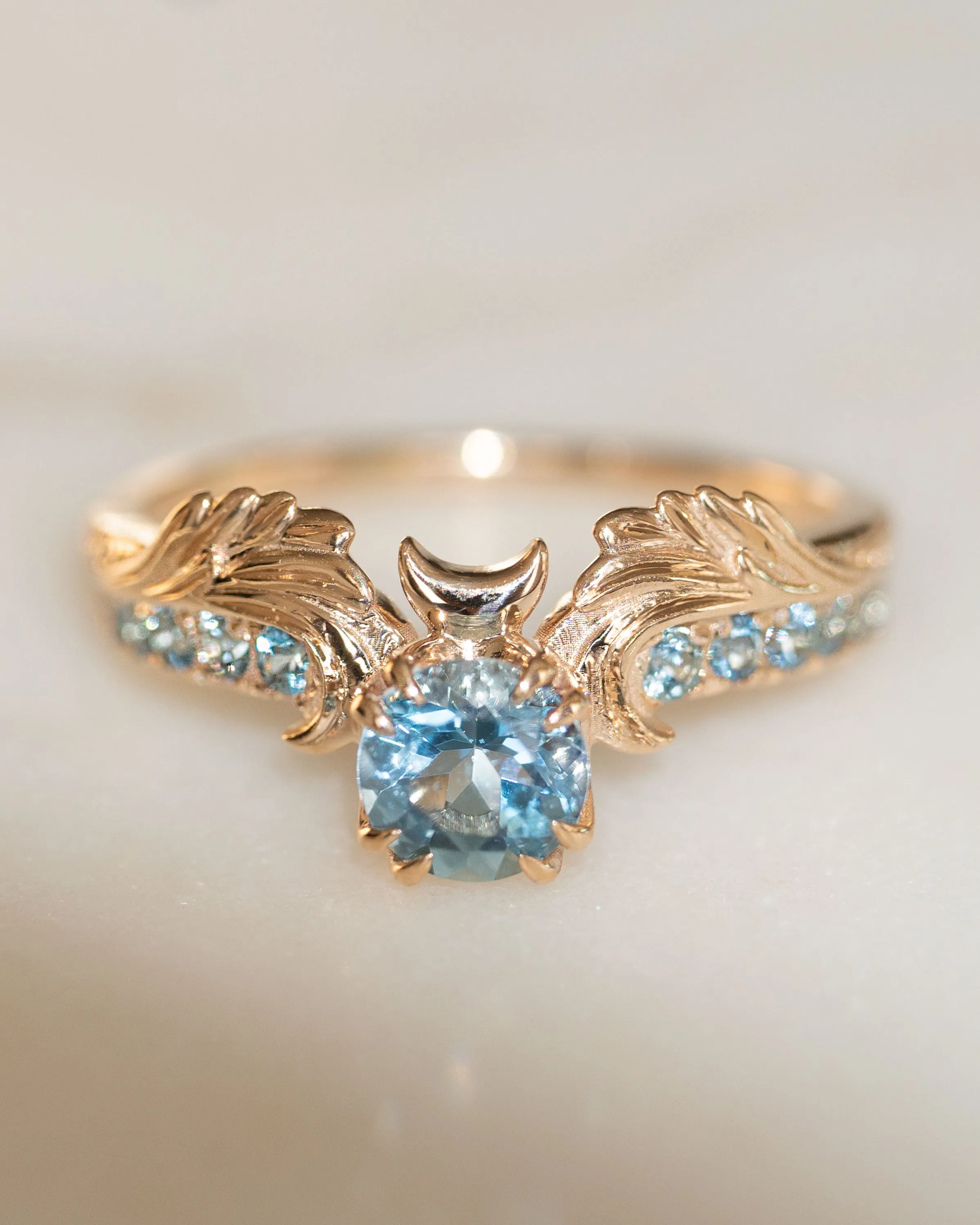 Phantom Guardian: Aquamarine Moon Ring