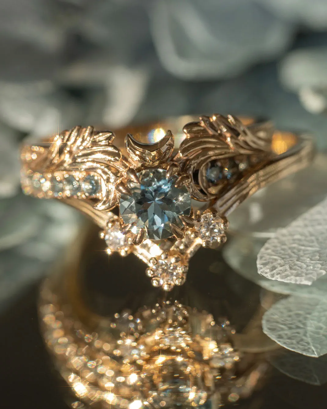 Phantom Guardian: Aquamarine Moon Ring