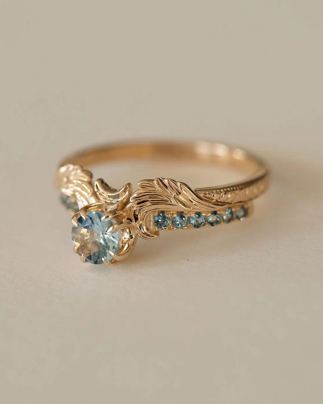 Phantom Guardian: Aquamarine Moon Ring