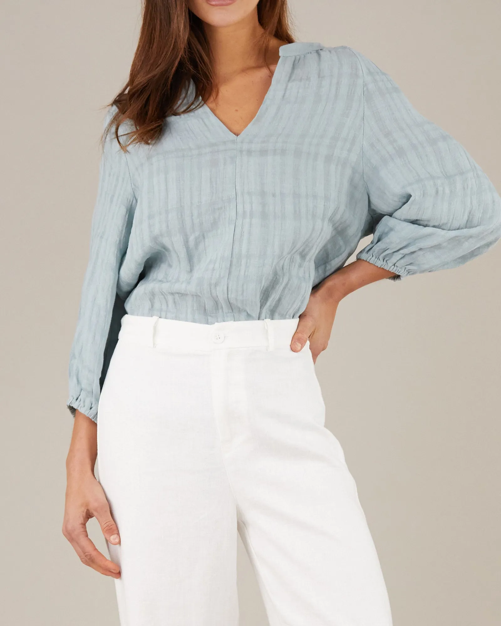 Pila Linen Blouse - Duckegg