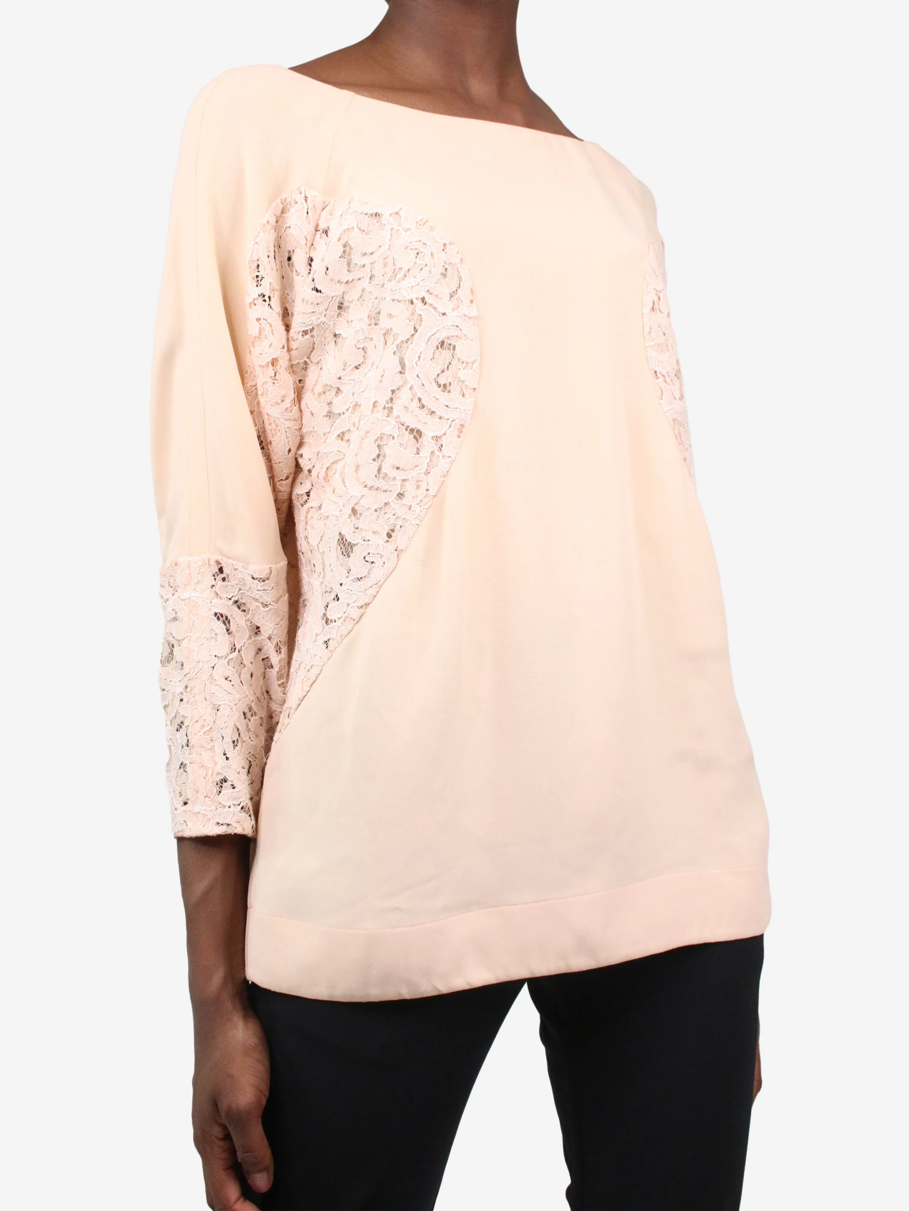 Pink floral lace blouse - size IT 40