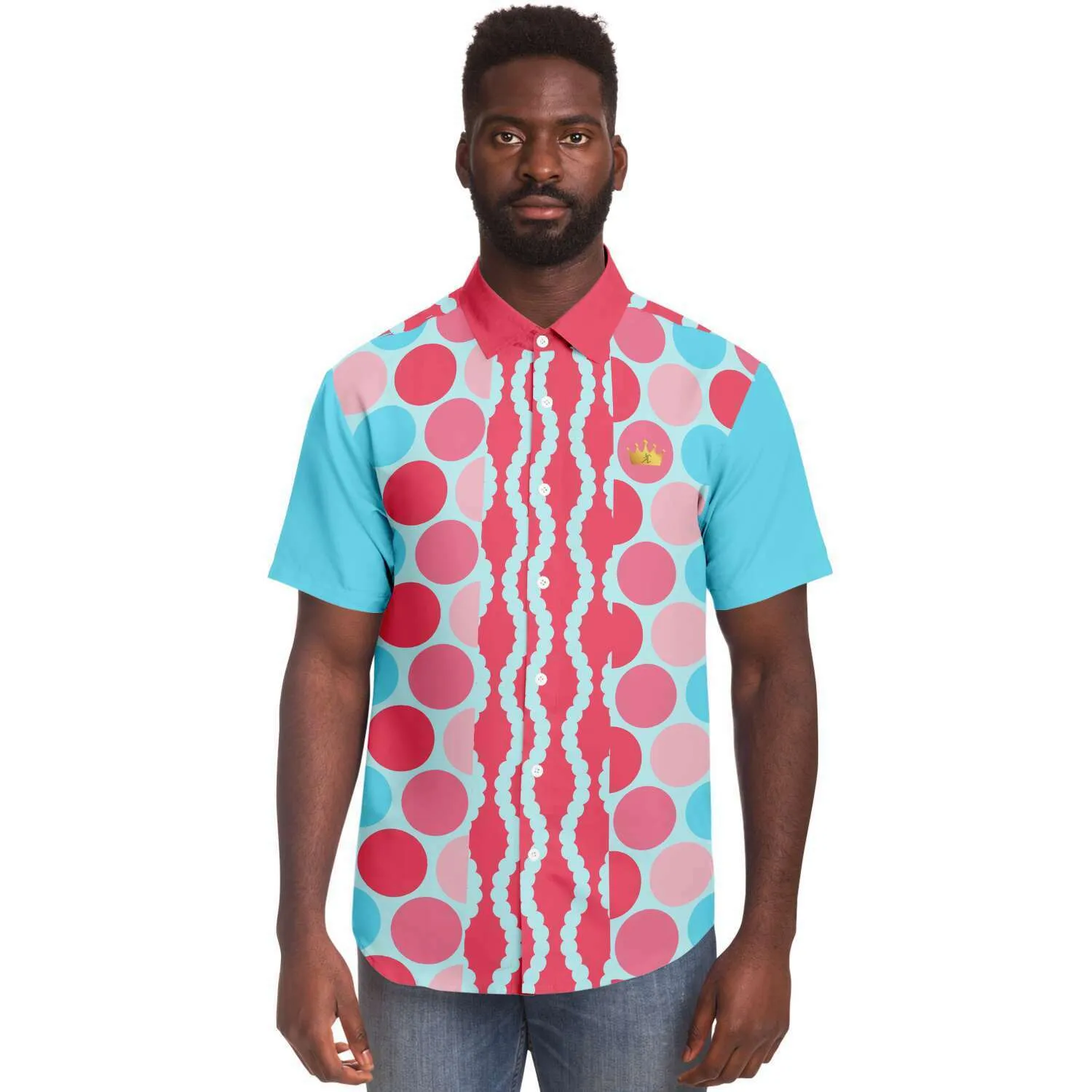 Polka Time Short Sleeve Button Down Shirt