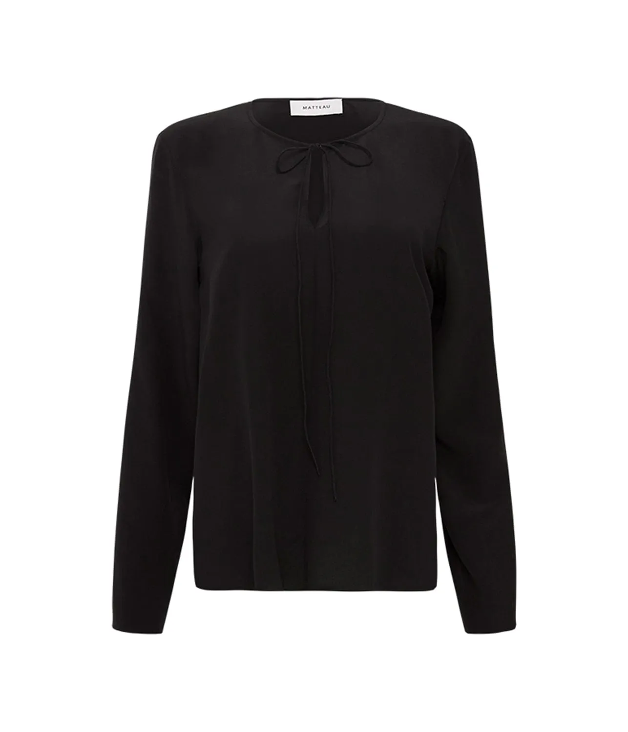 POPOVER TIE BLOUSE- BLACK