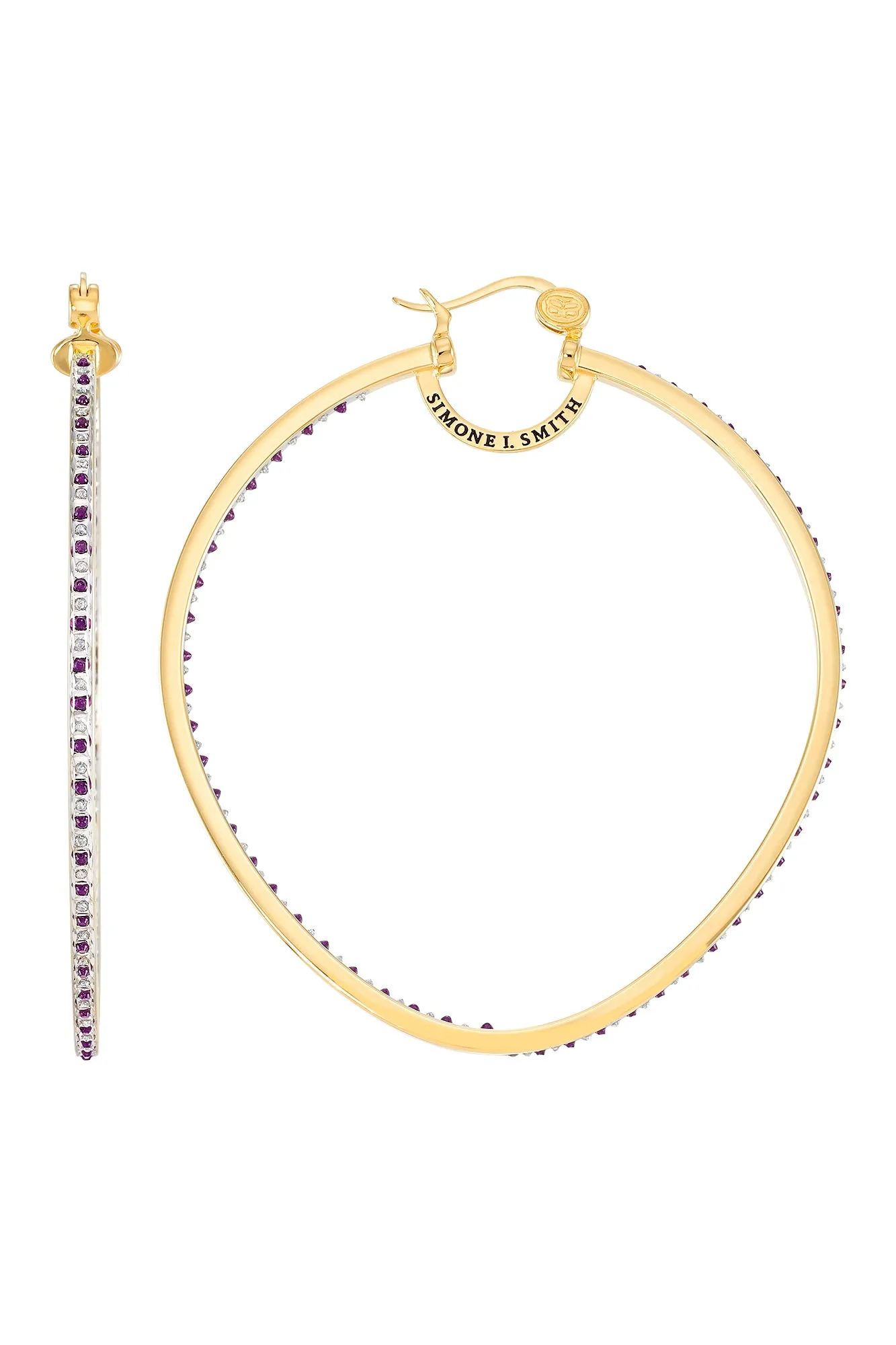 Precious Fruit Hoops with Amethyst Diamond Embellishments - Extra Large