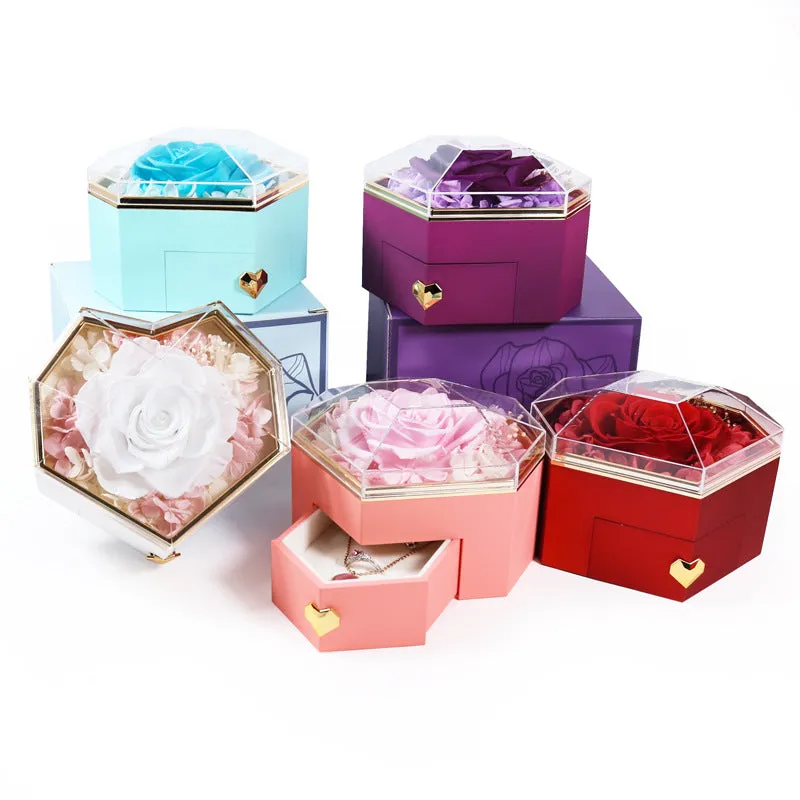 Prismatic love eternal flower jewelry box birthday gift rose jewelry box acrylic necklace box