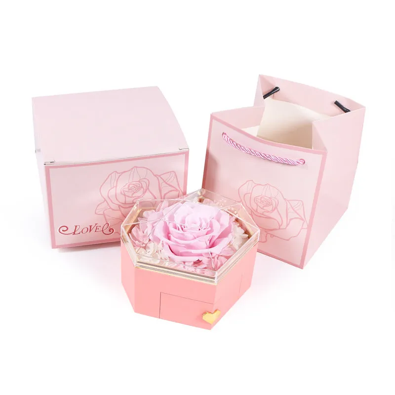 Prismatic love eternal flower jewelry box birthday gift rose jewelry box acrylic necklace box