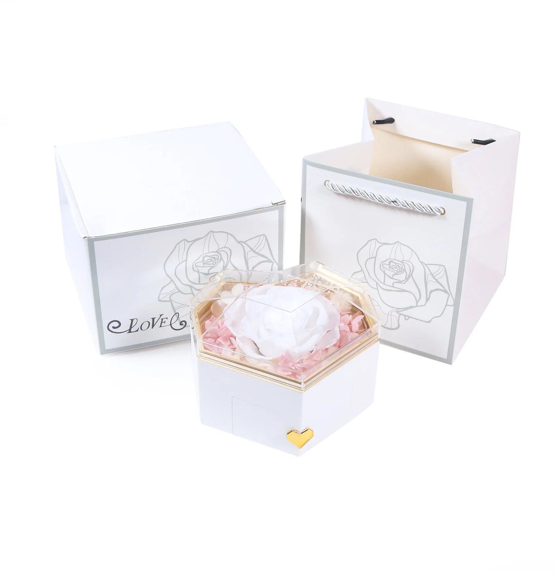 Prismatic love eternal flower jewelry box birthday gift rose jewelry box acrylic necklace box