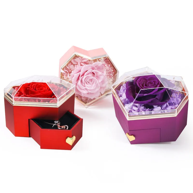 Prismatic love eternal flower jewelry box birthday gift rose jewelry box acrylic necklace box