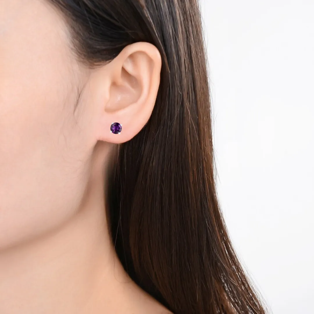 Purple Amethyst Stud Earrings