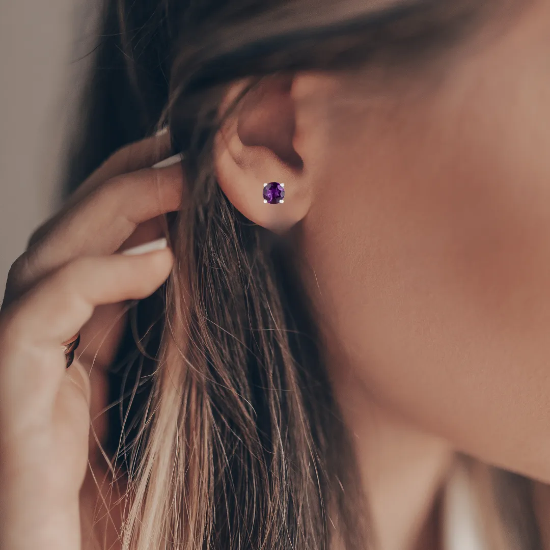 Purple Amethyst Stud Earrings