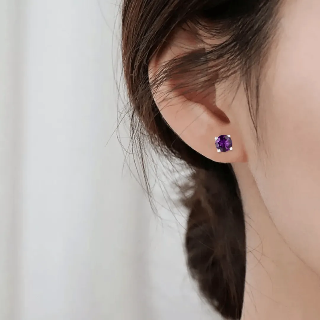 Purple Amethyst Stud Earrings