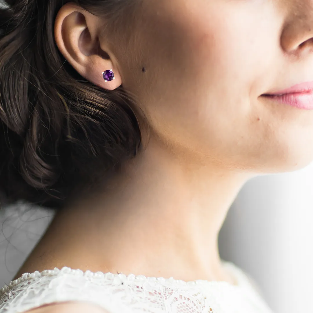 Purple Amethyst Stud Earrings