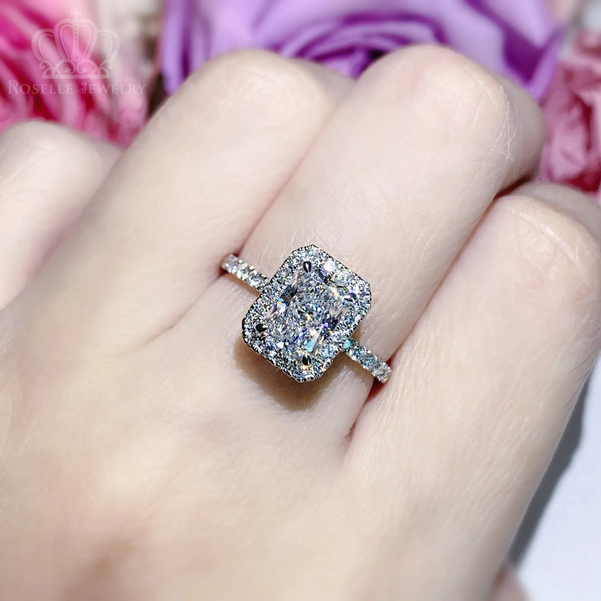 Radiant Halo Diamond Engagement Ring [Setting Only] - LGR087s