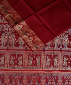 Rani red dual shaded handwoven meenakari baluchari silk saree