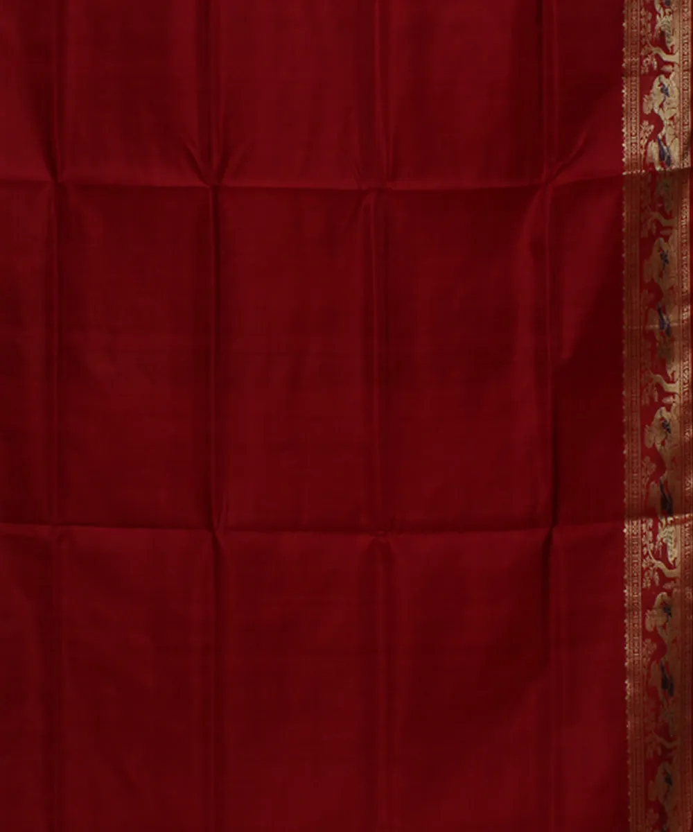 Rani red dual shaded handwoven meenakari baluchari silk saree