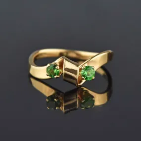 Retro 14K Gold Tsavorite Green Garnet Ring