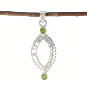 Riyo Alluring Gems Round Faceted Green Peridot Silver Pendant Gift For Sister