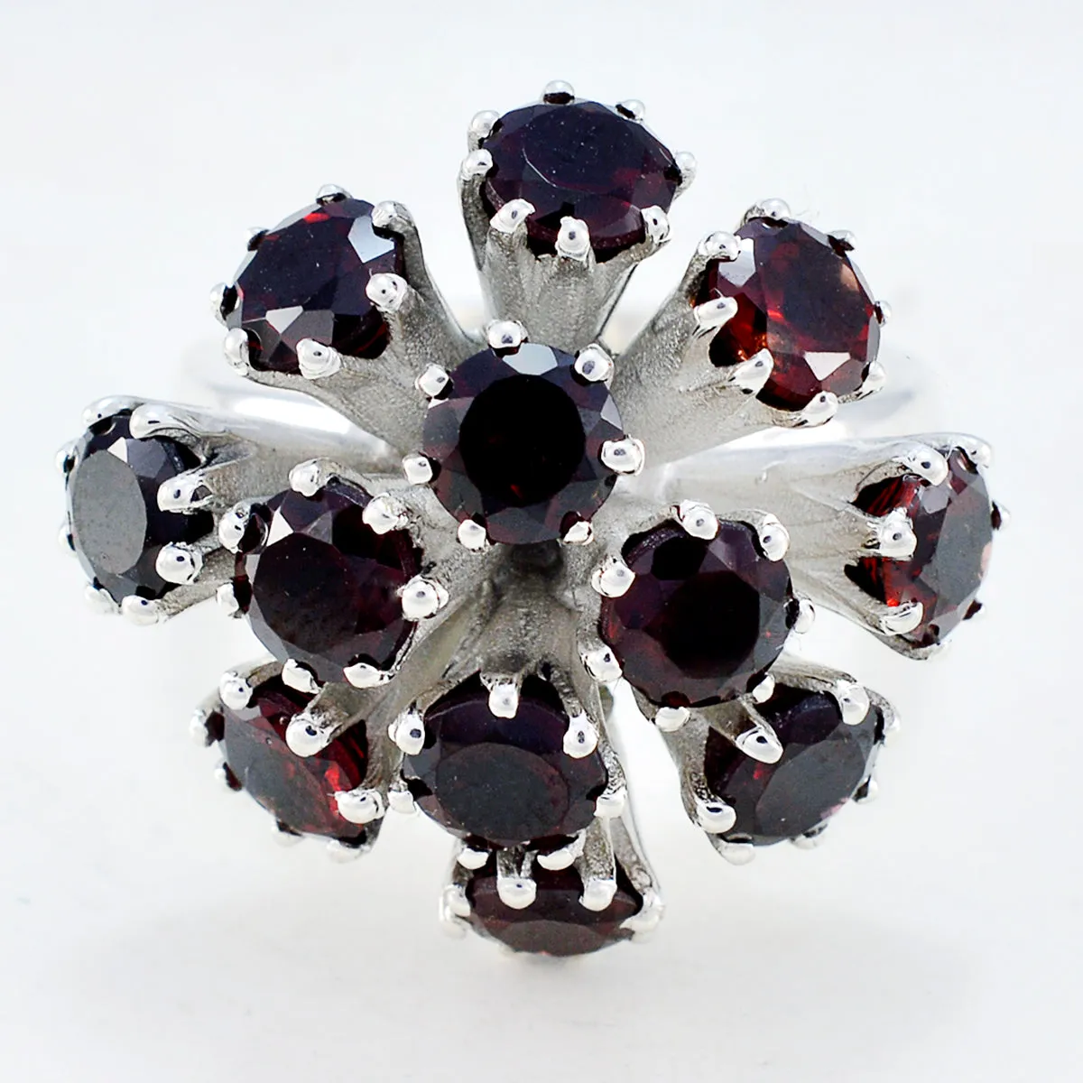 Riyo Chocolate-Box Gemstone Garnet Sterling Silver Ring Diy Jewelry