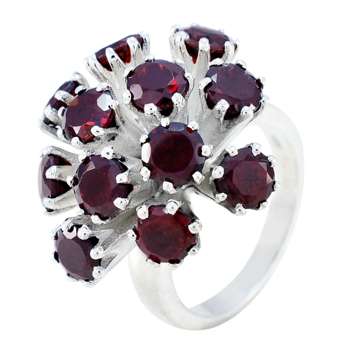 Riyo Chocolate-Box Gemstone Garnet Sterling Silver Ring Diy Jewelry