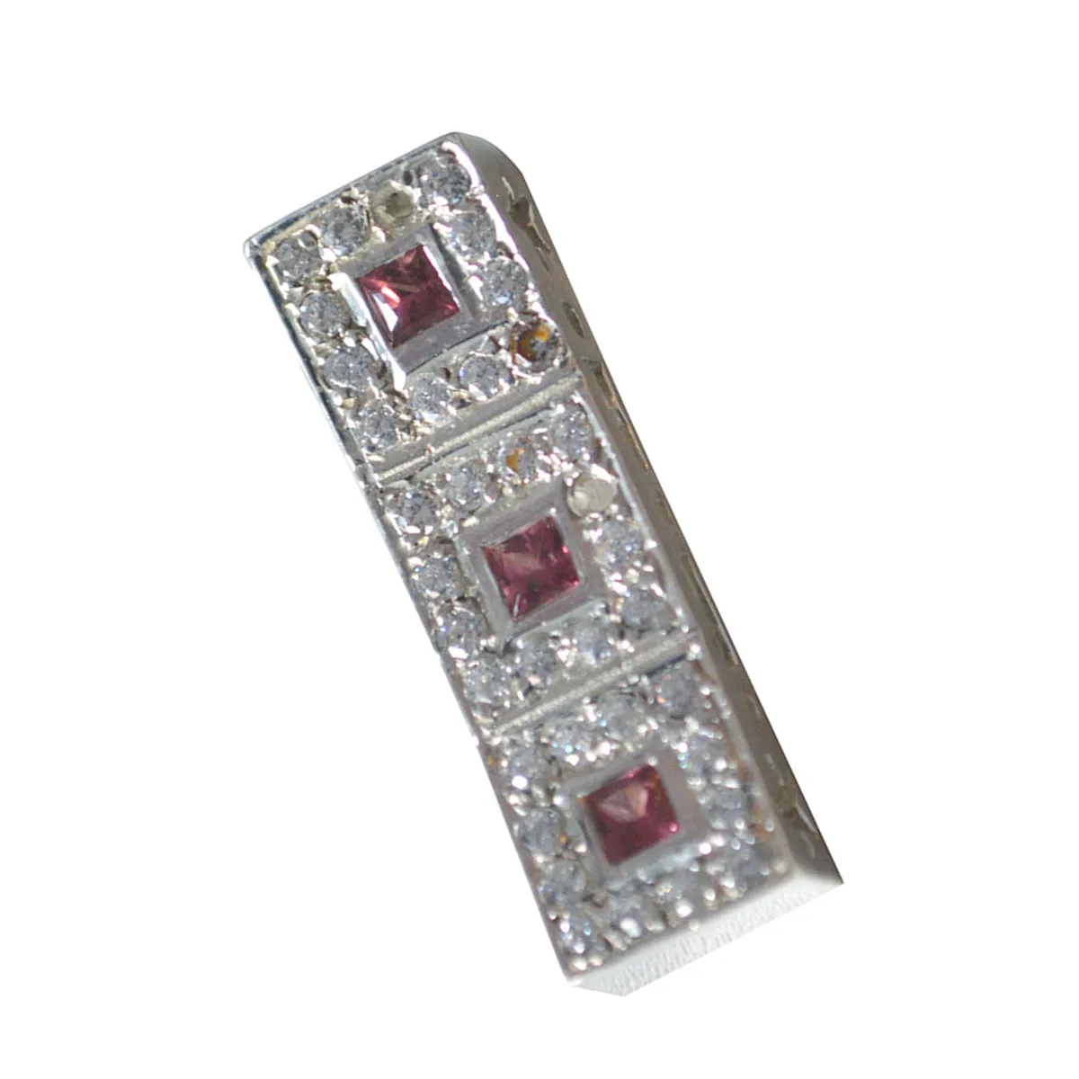 Riyo Drop Gemstone Square Faceted Red Garnet Sterling Silver Pendant Gift For Christmas