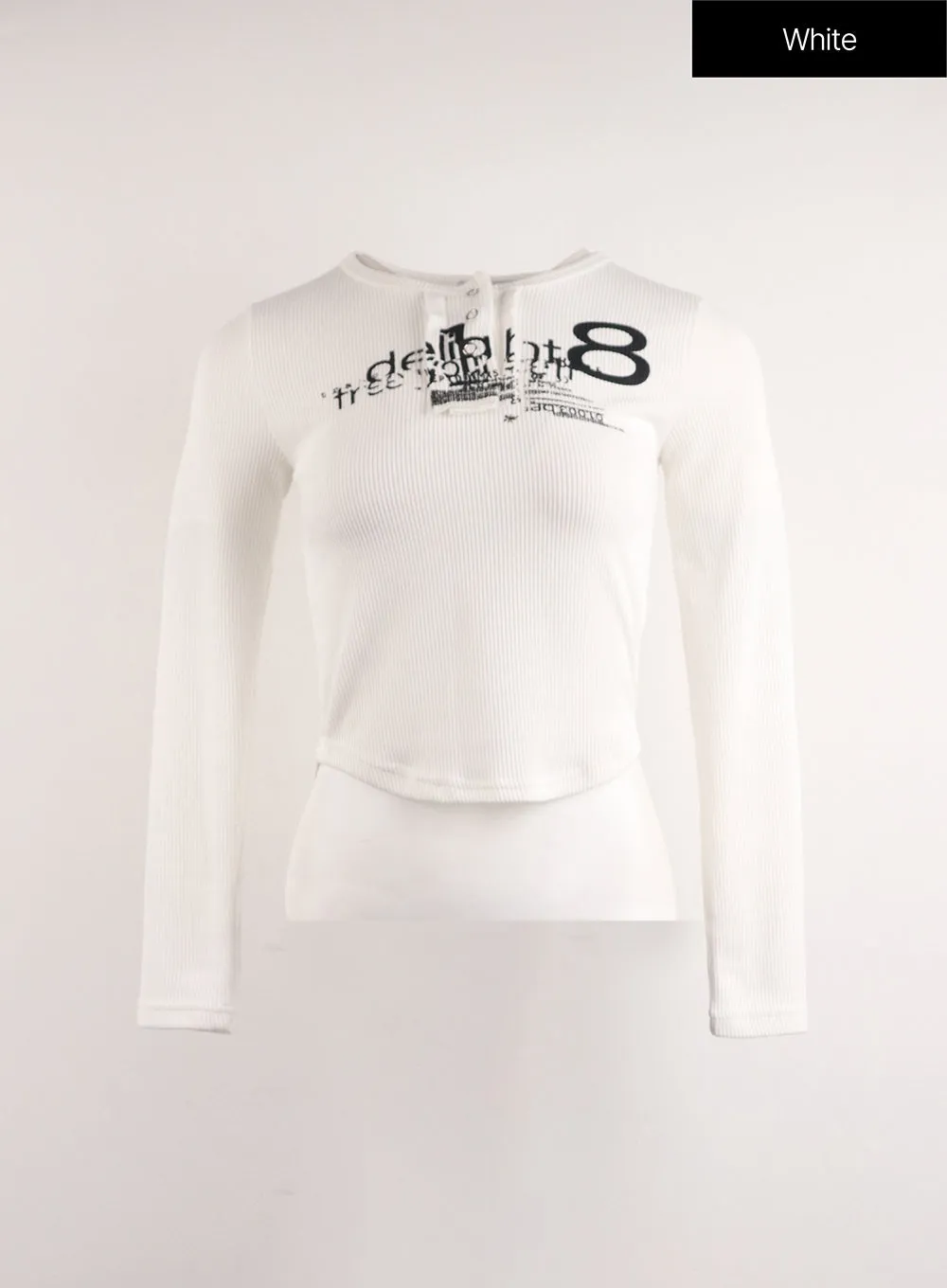 Slim Fit Graphic Lettering Long Sleeve Crop Top CJ412