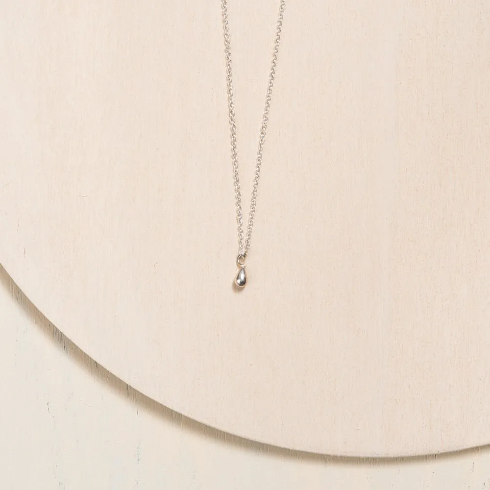 Small Drop Necklace - Sterling Silver Chain