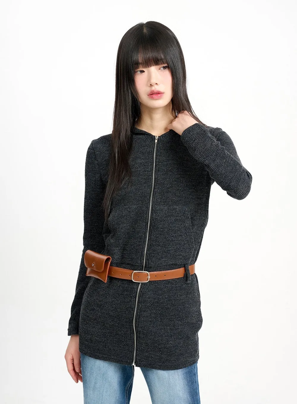 Solid Zipper Long Sleeve Hoodie CM415