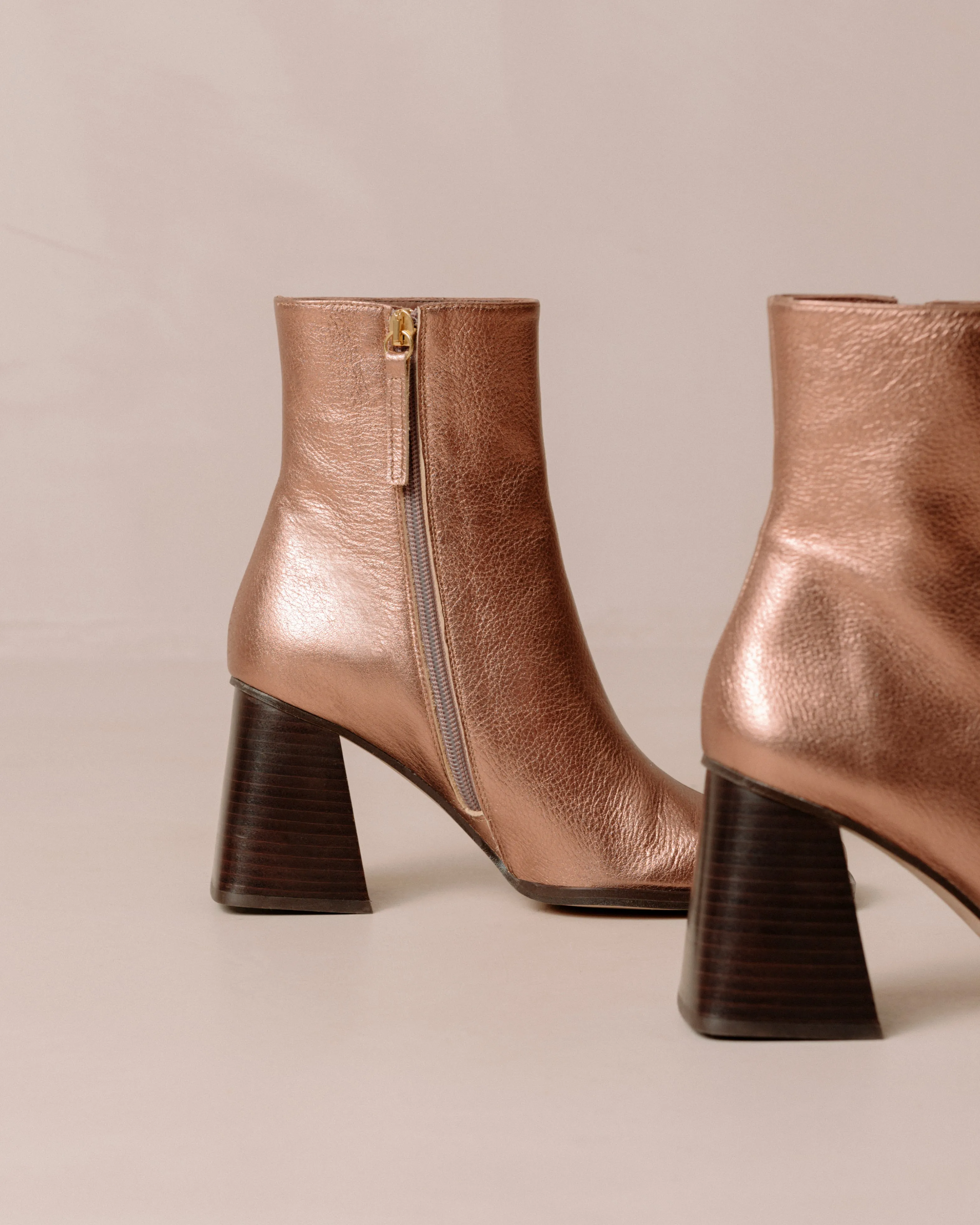 South Shimmer Quartz Pink Leather Ankle Boots