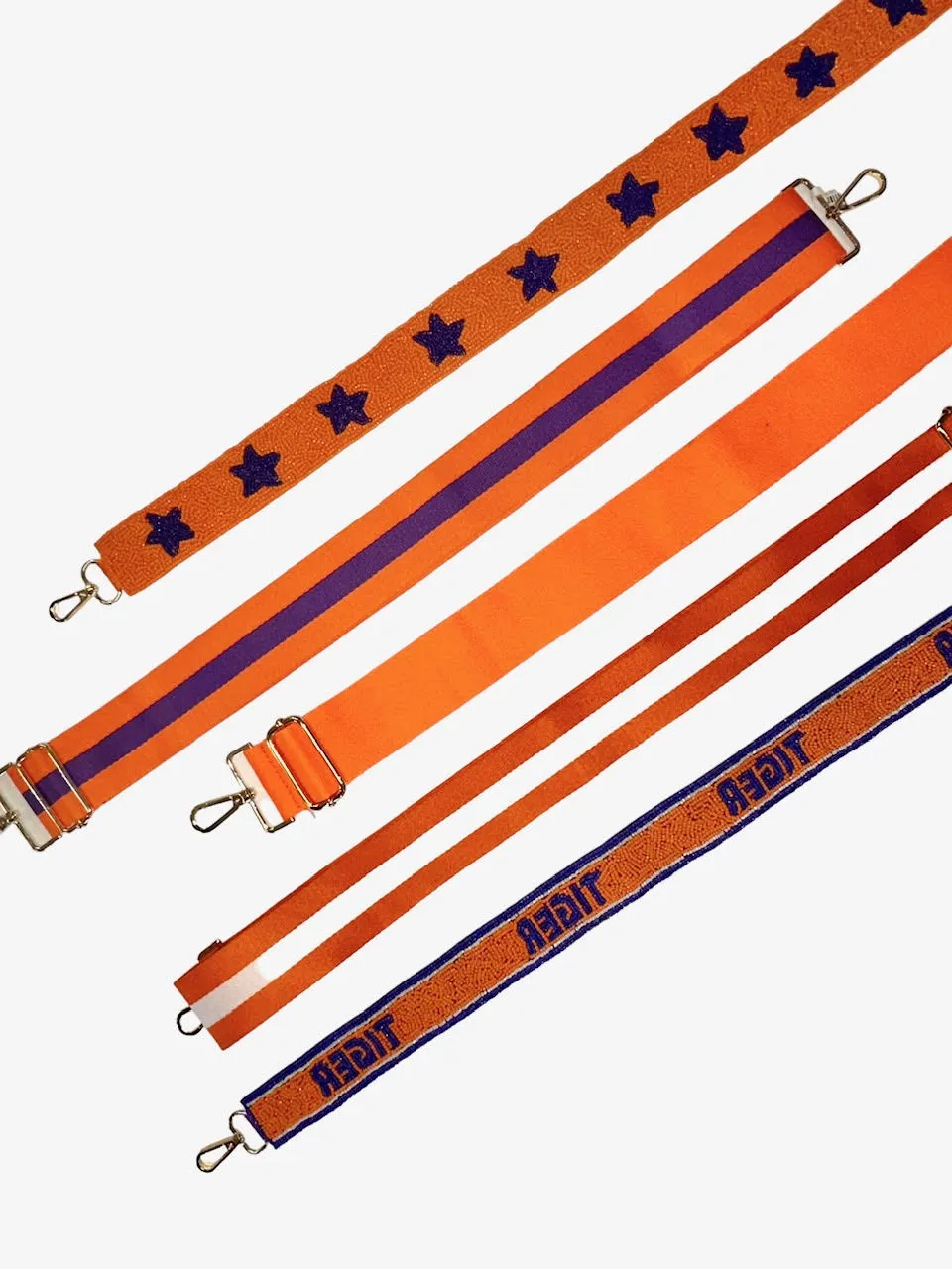 Star Beaded Guitar Strap in orange/purple