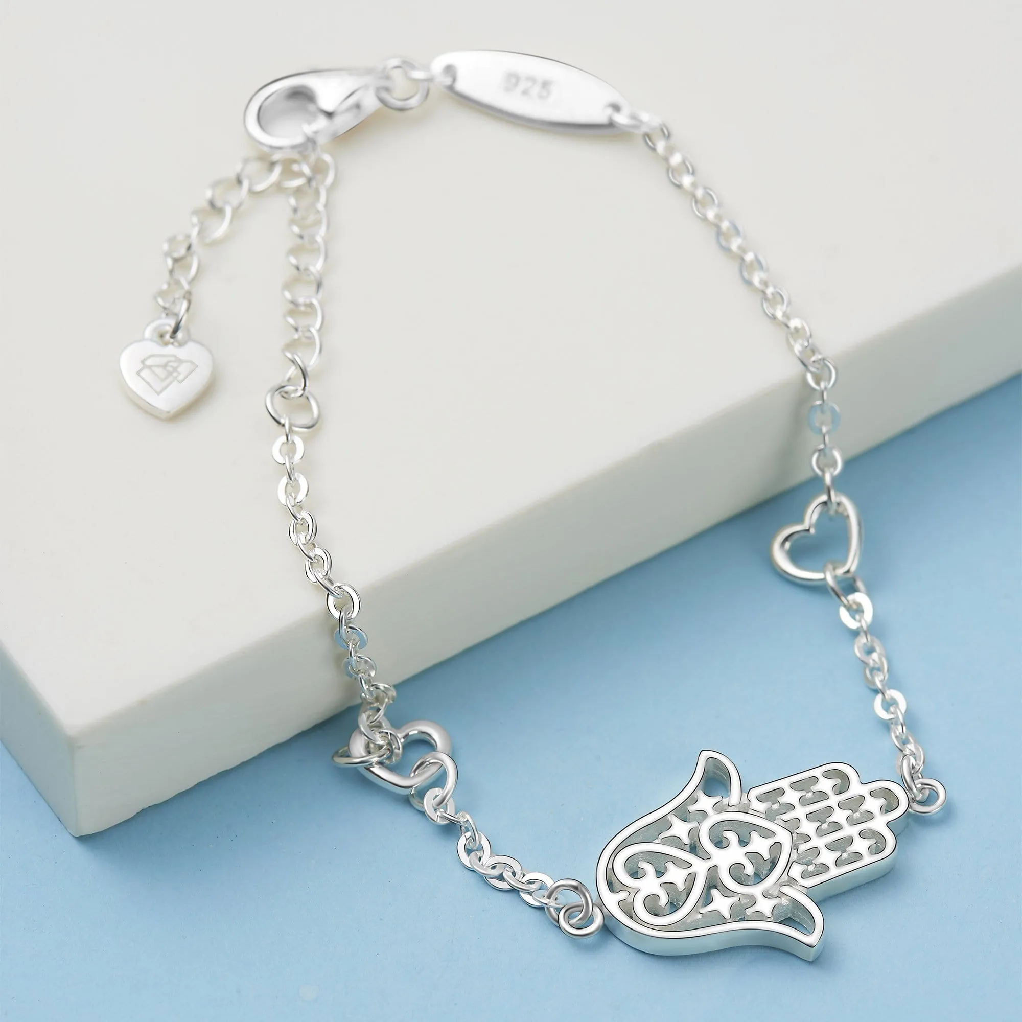 Sterling Silver Hamsa Hand Bracelet