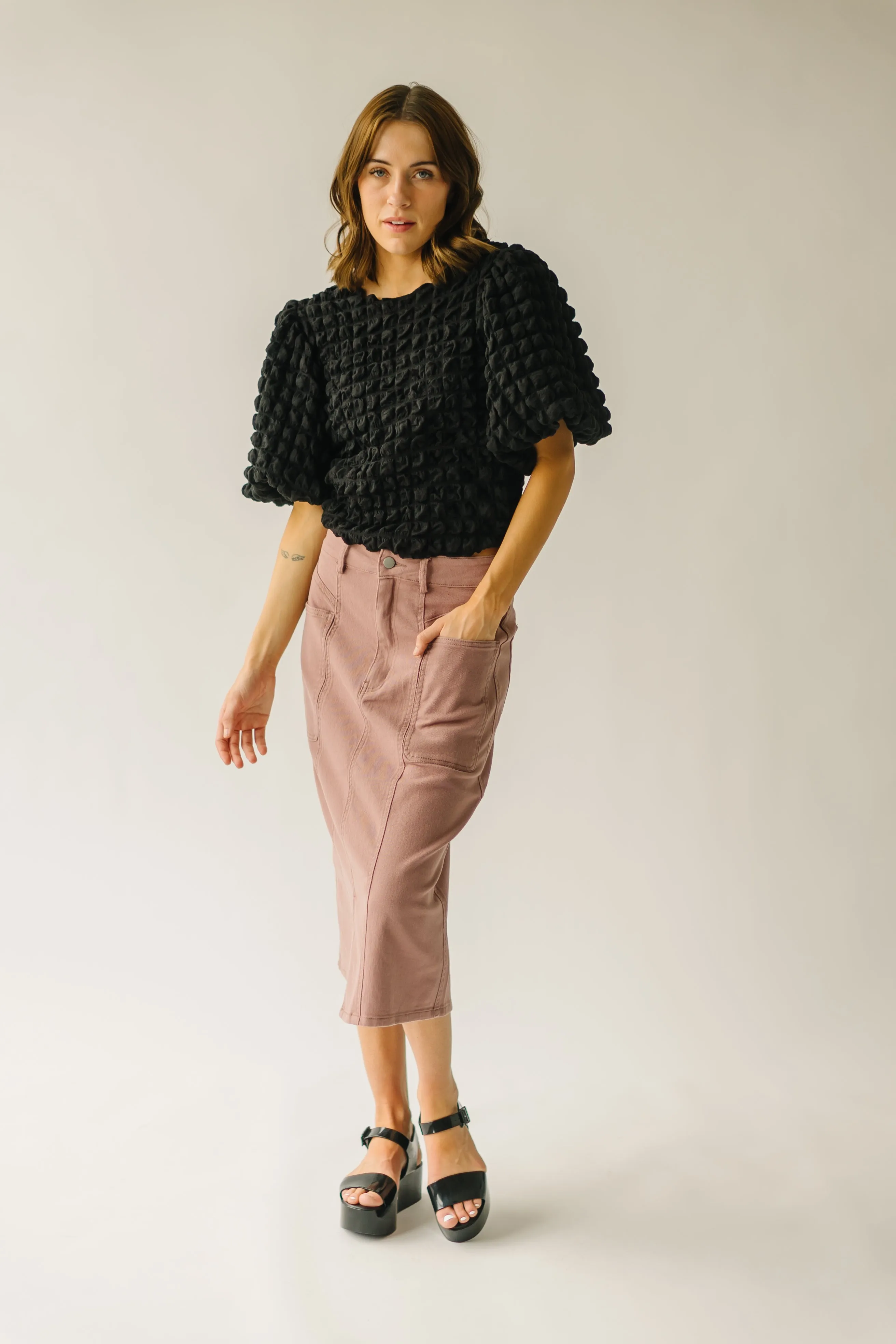 The Frisbie Bubble Textured Blouse in Black